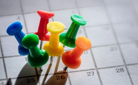 Pins in a calendar