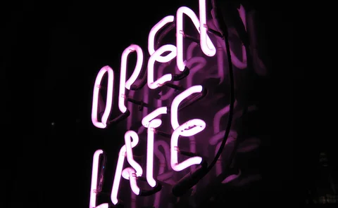 Open late neon sign - stock photo
