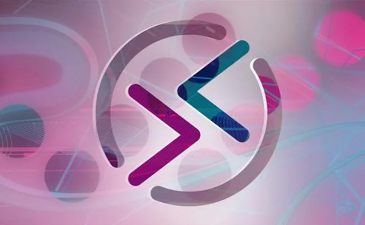 A stylised, abstract digital background with a mix of pink, purple, and blue hues. The IMD & IRD logo motif is present on top.